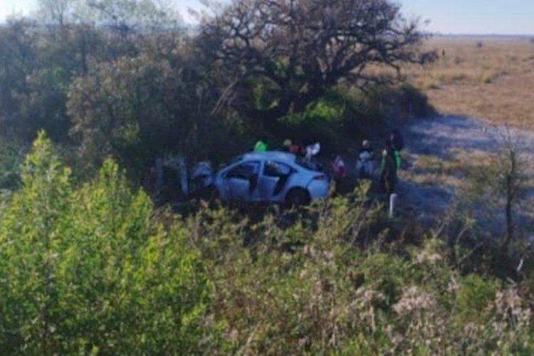 Un automóvil despistó y terminó volcando a un costado de la autovía 14